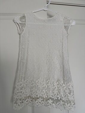 Zara Kids White Lace Flower-Hem Kids Dress